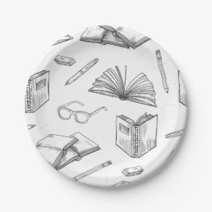Assiettes En Carton Motif de livre