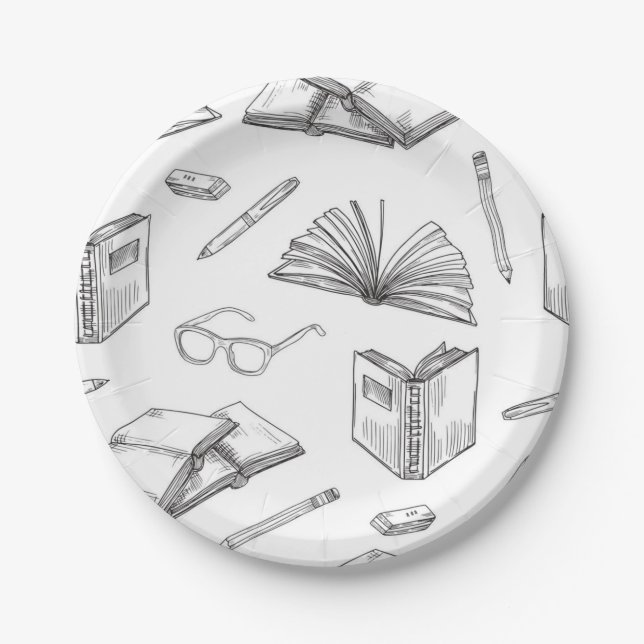 Assiettes En Carton Motif de livre (Devant)