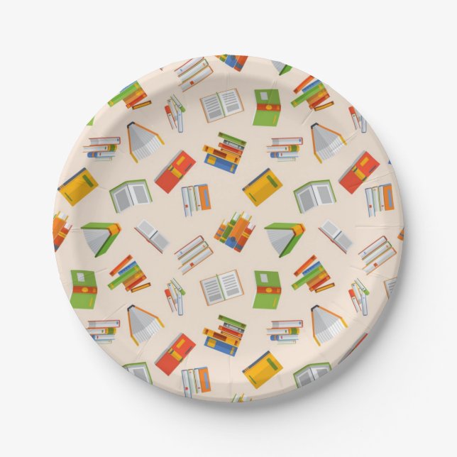 Assiettes En Carton Motif de livre (Devant)