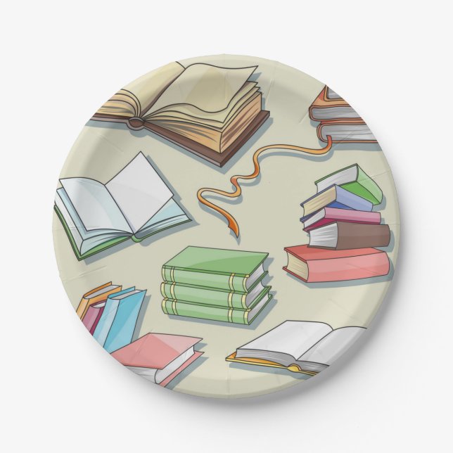 Assiettes En Carton Motif de livre (Devant)