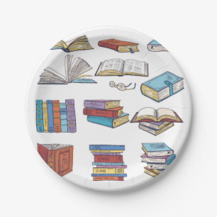 Assiettes En Carton Motif de livre