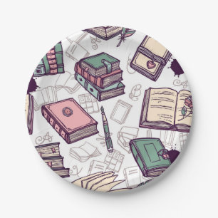 Assiettes En Carton Motif de livre