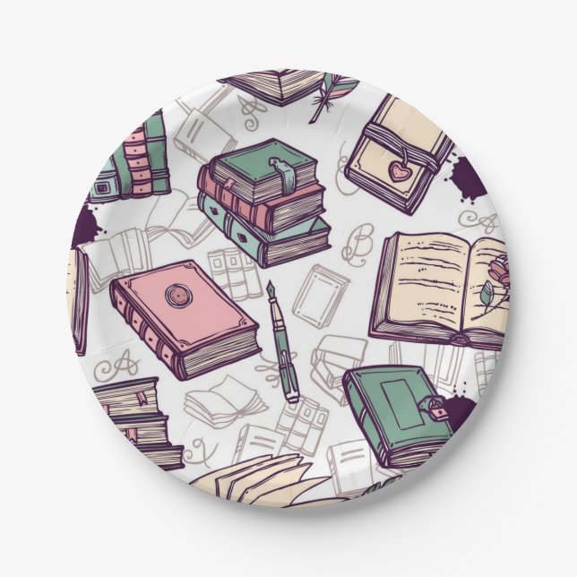 Assiettes En Carton Motif de livre (Devant)