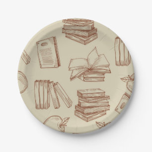 Assiettes En Carton Motif de livre