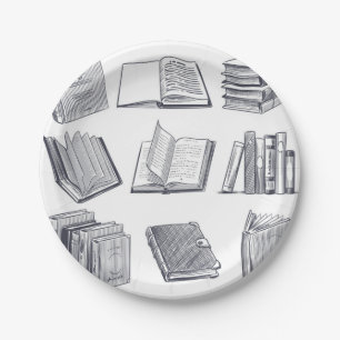 Assiettes En Carton Motif de livre