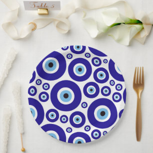Assiettes En Carton Motif de l'œil maléfique, Œil grec, Œil turc, Naza