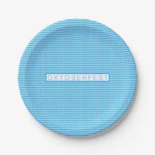 Assiettes En Carton Motif de l'Oktoberfest aux diamants bleus et blanc