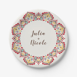 Assiettes En Carton Motif de mandala géométrique classique pour mariag
