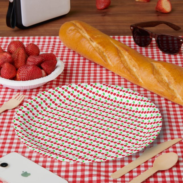 Assiettes En Carton Motif de merisier (Pique-nique)