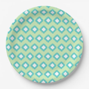Assiettes En Carton Motif de Mint Green et de Tribal Ikat Turquoise