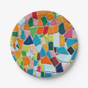 Assiettes En Carton Motif de mosaïque colorée