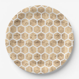 Assiettes En Carton Motif de nid d'or rose aquarelle