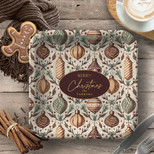 Assiettes En Carton Motif de Noël Earth Tones #12 ID1009