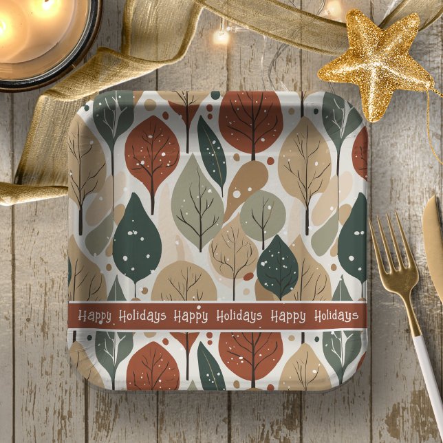Assiettes En Carton Motif de Noël Earth Tones #5 ID1009 (Créateur téléchargé)
