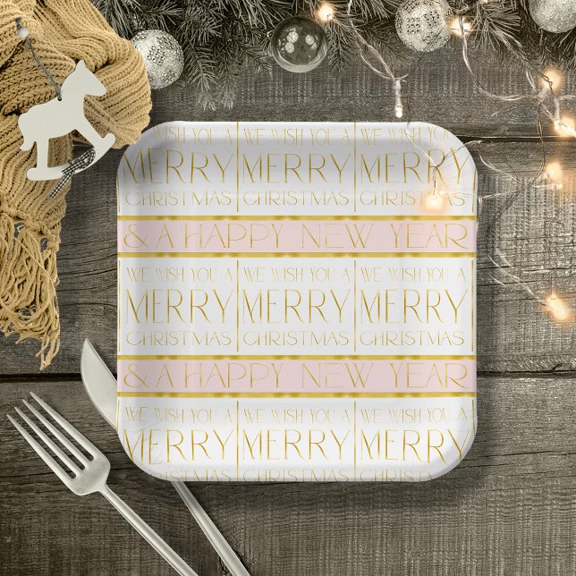 Assiettes En Carton Motif de Noël en or rose #35 ID1009 (Créateur téléchargé)