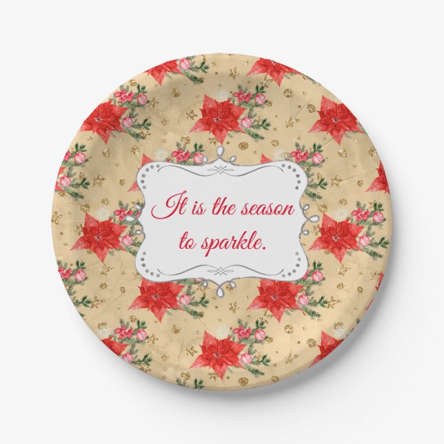 Assiettes En Carton Motif de Noël floral personnalisé (Devant)