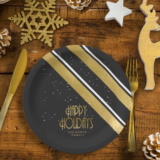 Assiettes En Carton Motif de Noël Gold/Black ID862 (Créateur téléchargé)