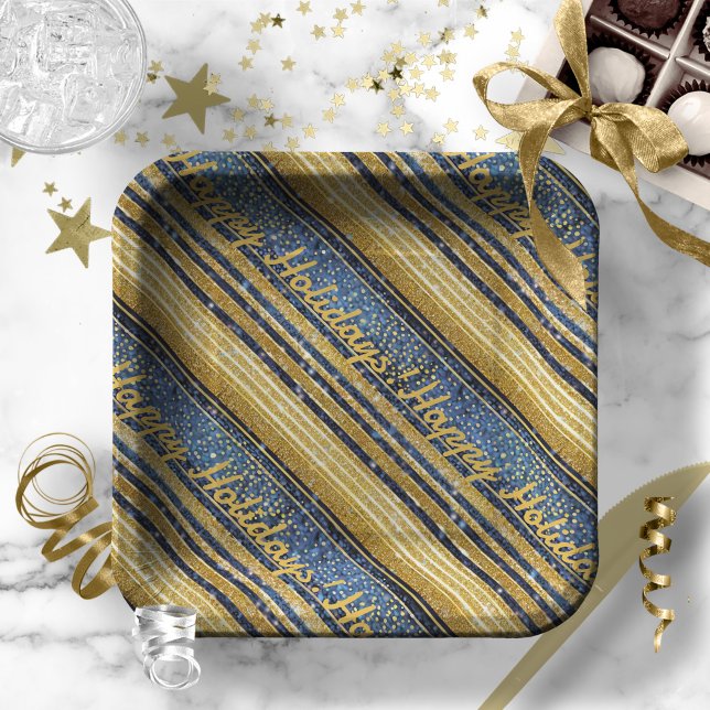 Assiettes En Carton Motif de Noël Gold bleu#28 ID1009 (Créateur téléchargé)