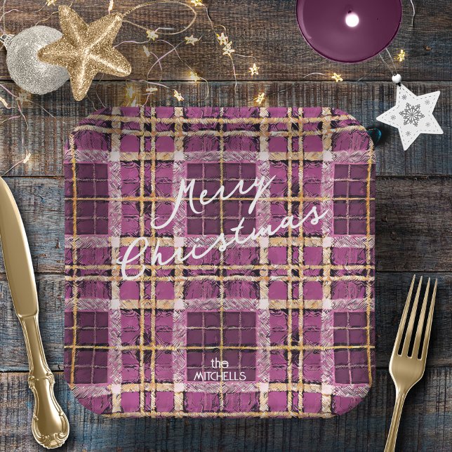 Assiettes En Carton Motif de Noël Magenta Gold n° 7 ID1009 (Créateur téléchargé)