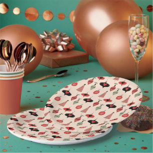 Assiettes En Carton Motif de Noël moderne du milieu du siècle