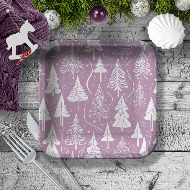 Assiettes En Carton Motif de Noël pourpre n° 6 ID1009 (Créateur téléchargé)