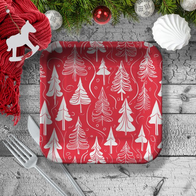 Assiettes En Carton Motif de Noël rouge #6 ID1009 (Créateur téléchargé)