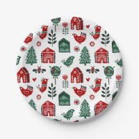 Motif de Noël scandinave rouge et vert