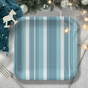 Assiettes En Carton Motif de Noël turquoise Pinstripe #28 ID1009