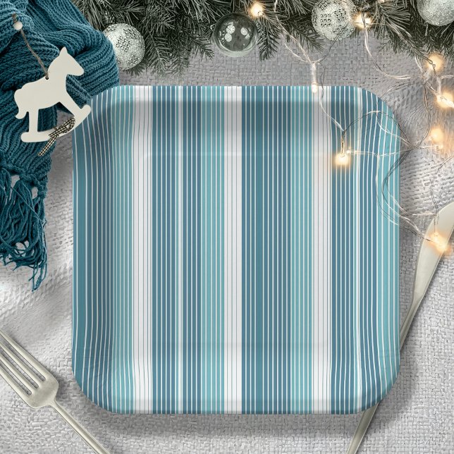 Assiettes En Carton Motif de Noël turquoise Pinstripe #28 ID1009 (Créateur téléchargé)