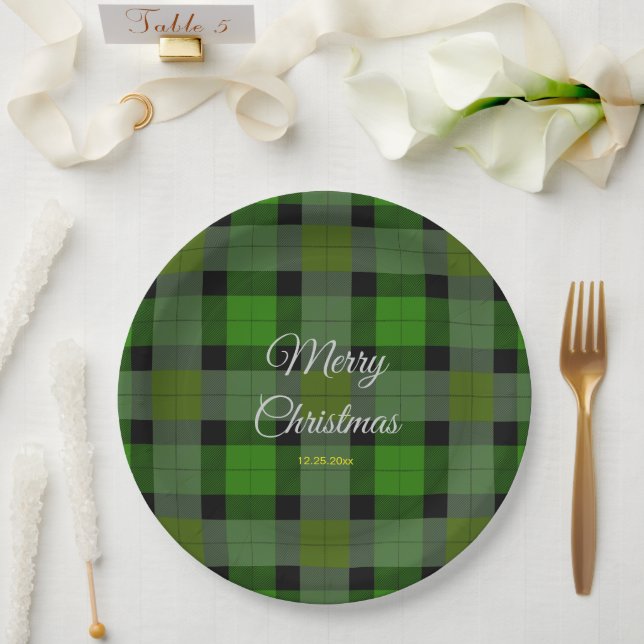 Assiettes En Carton Motif de Noël vert (Mariage)