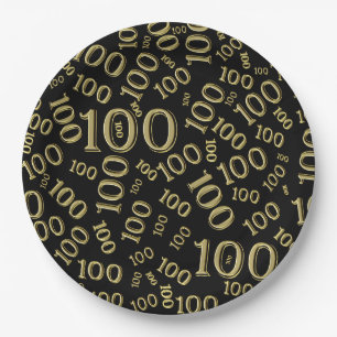 Assiettes En Carton Motif de nombre d'or/de fête d'anniversaire de