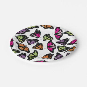 Assiettes En Carton Motif de papillons colorés