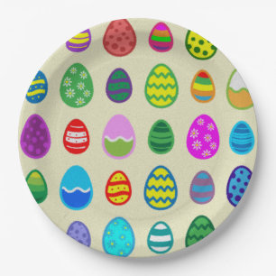 Assiettes En Carton Motif de Pâques d'œuf coloré et beau