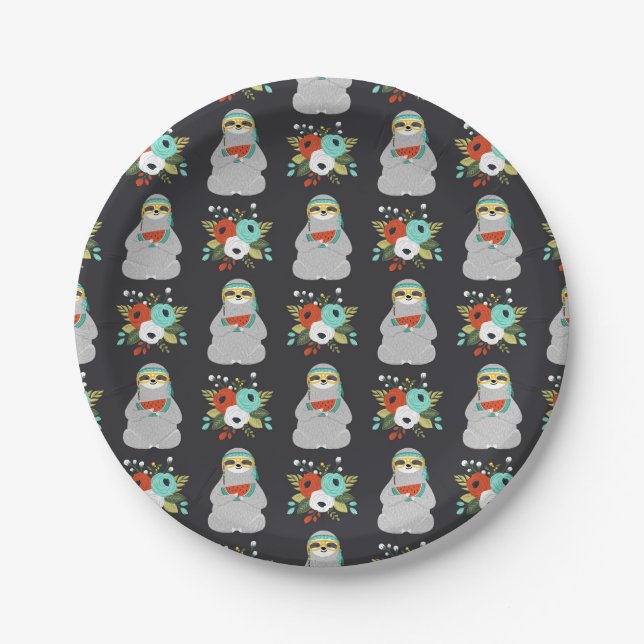 Assiettes En Carton Motif de paresse de pastèque (Devant)