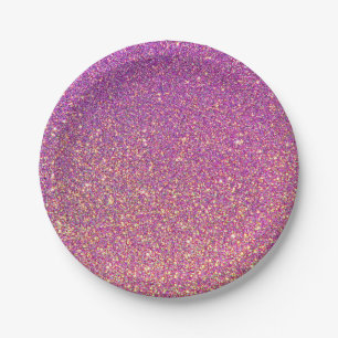 Assiettes En Carton Motif de Parties scintillant rose fille