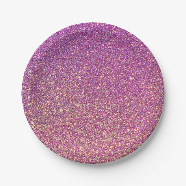 Assiettes En Carton Motif de Parties scintillant rose fille (Devant)