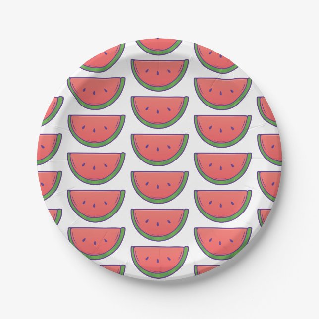 Assiettes En Carton Motif de pastèque personnalisable (Devant)