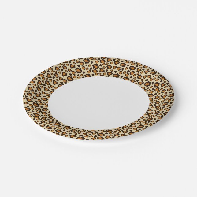 Assiettes En Carton motif de peau de guépard (Angle)