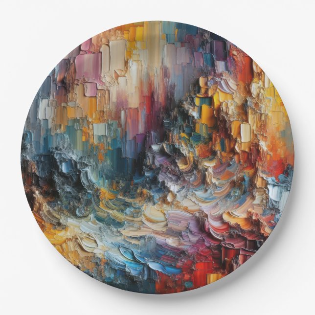 Assiettes En Carton Motif de peinture texturé épais (Devant)