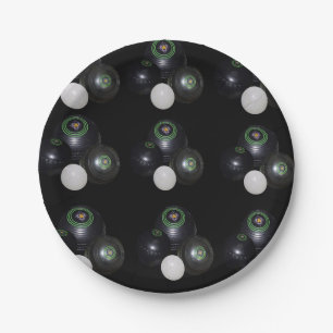 Assiettes En Carton Motif De Pelouse Noir Et Blanc,