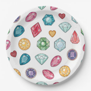 Assiettes En Carton Motif de pierre précieuse colorée (3)