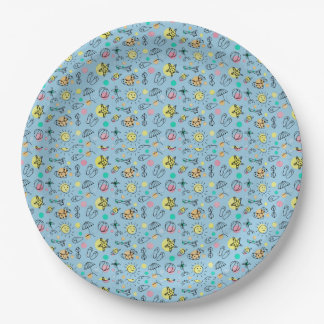 Assiettes En Carton Motif de plage mignon