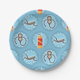 Assiettes En Carton Motif de plongée à l'air - thème mignon de