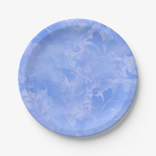 Assiettes En Carton Motif de plume Abstrait de Periwinkle Blue