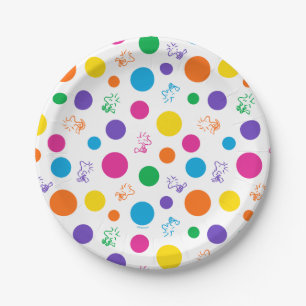 Assiettes En Carton Motif de point de polka arc-en-ciel Woodstock