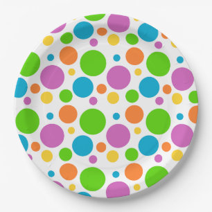 Assiettes En Carton Motif de points colorés