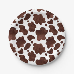 Assiettes En Carton Motif de points de vache Brown et Poster de animal
