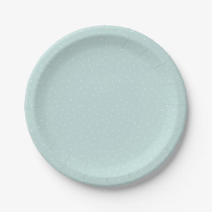 Assiettes En Carton Motif de points modernes blancs et bleu Aqua
