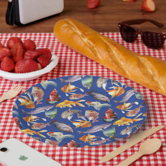 Assiettes En Carton Motif de poissons tropicaux