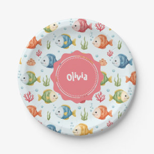 Assiettes En Carton Motif de poissons tropicaux ludiques